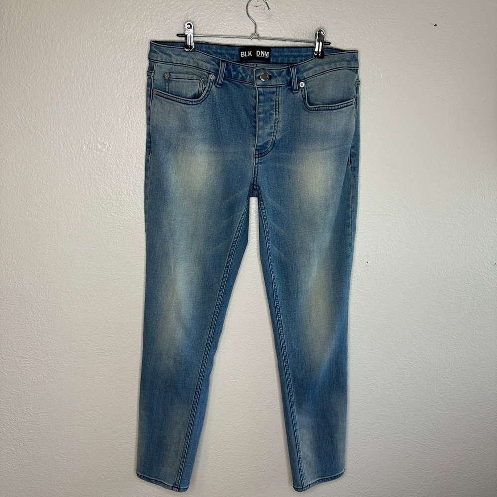 BLK DNM Mens Light Wash Skinny Jeans Size 26x32 Blue Denim Button Fly